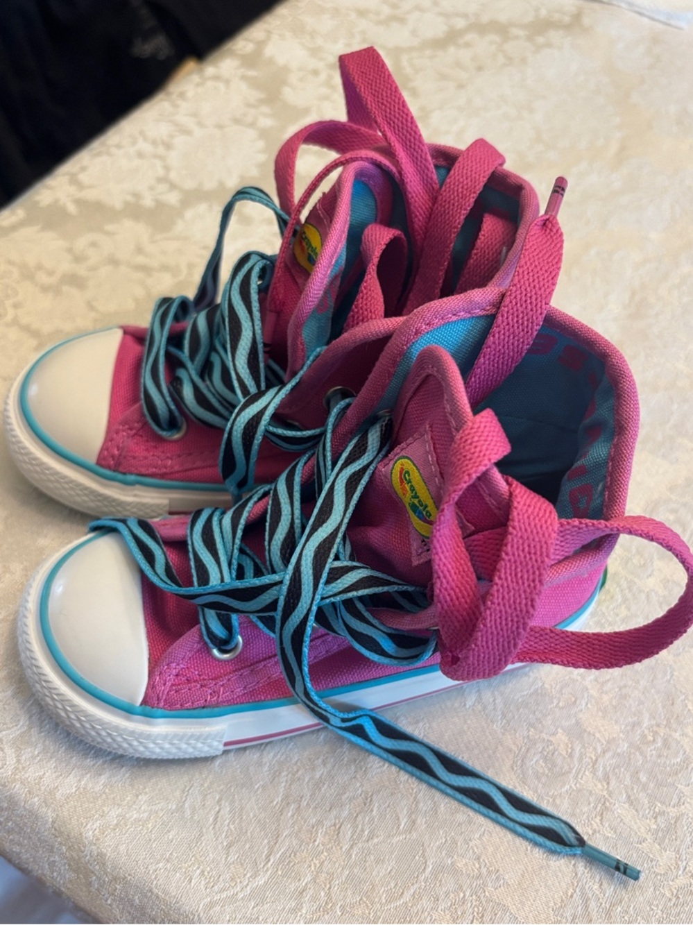 Converse Kids High-Top Sneakers in Pink with Teal Accents